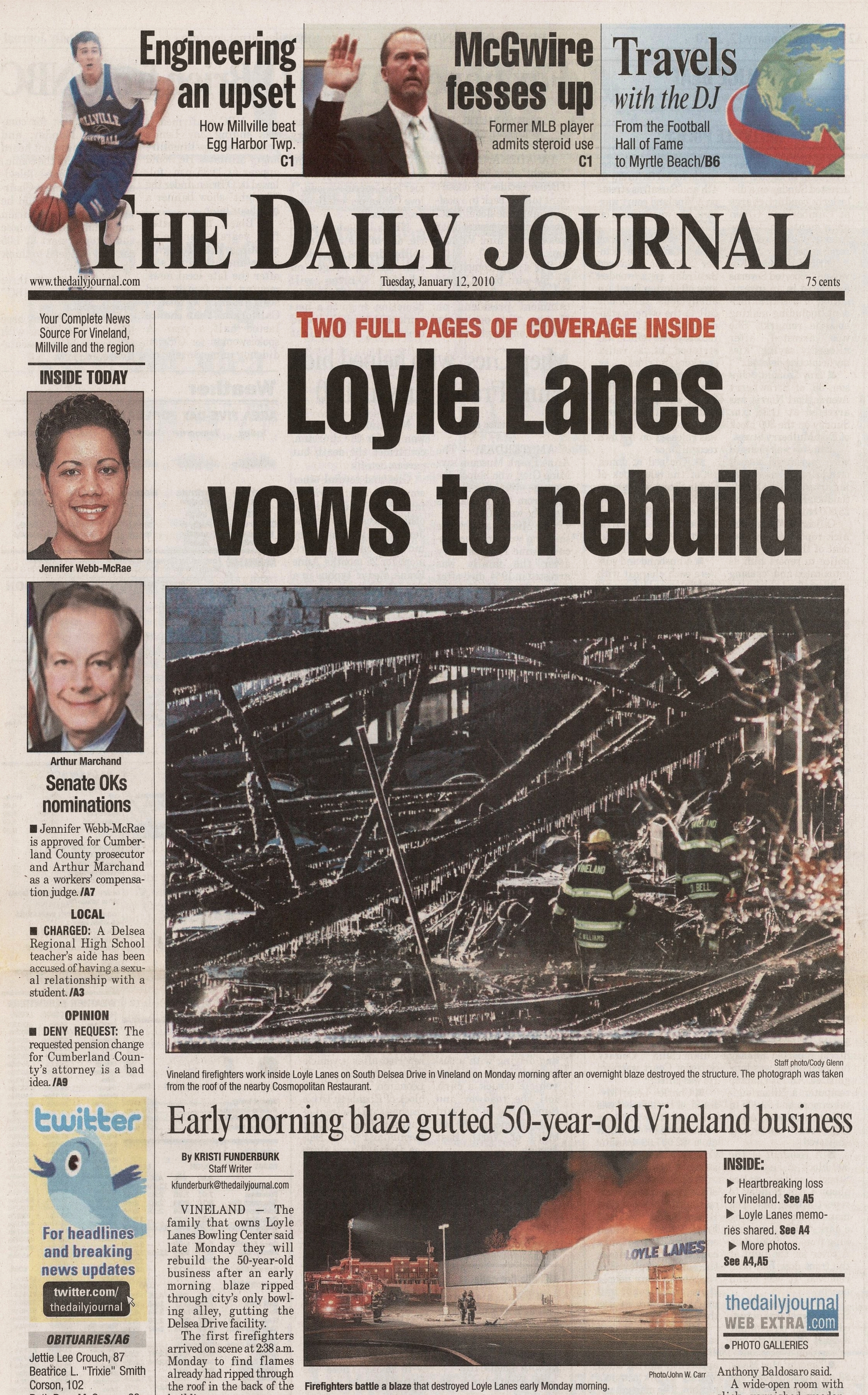  Loyle Lanes is destroyed by an arson plot by rival bowling alley January 12 2010 /  The Daily Journal  