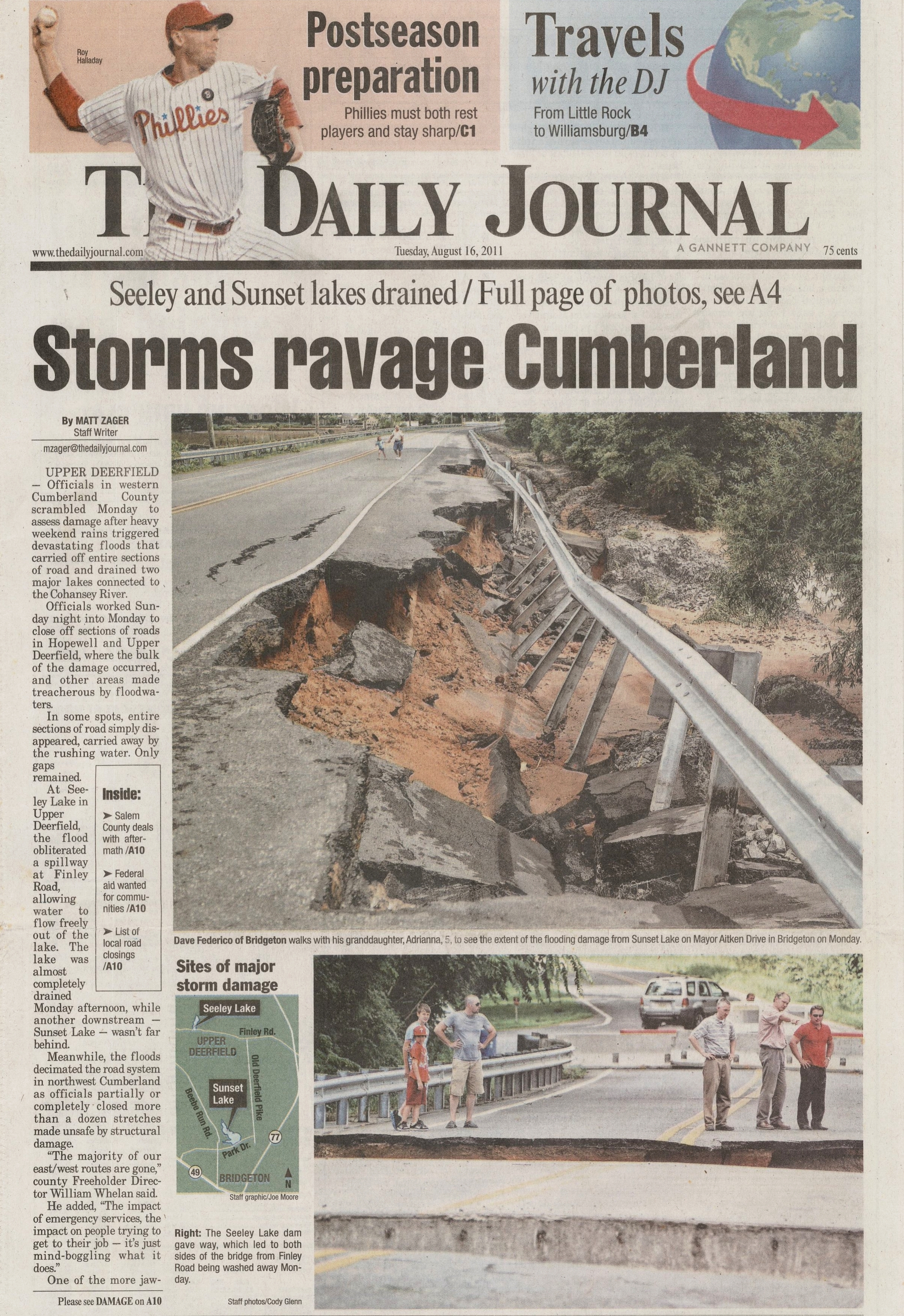  Storms cause widespread flooding and road damage in Bridgeton August 16 2011 /  The Daily Journal   