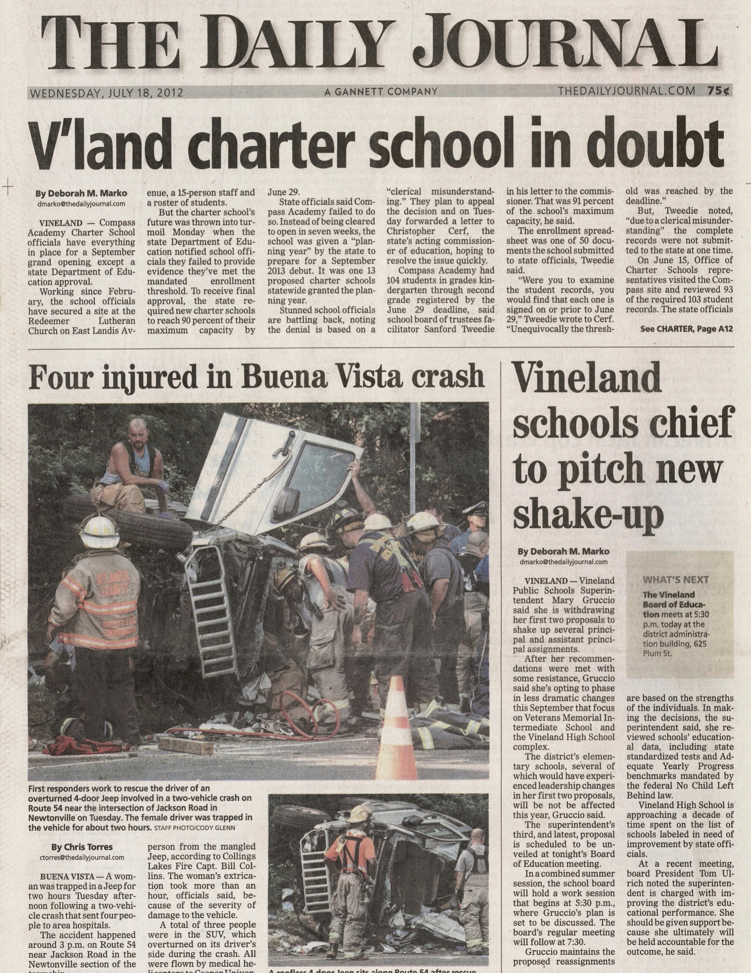  Car crash injures four in Buena Vista July 18 2012 /  The Daily Journal  