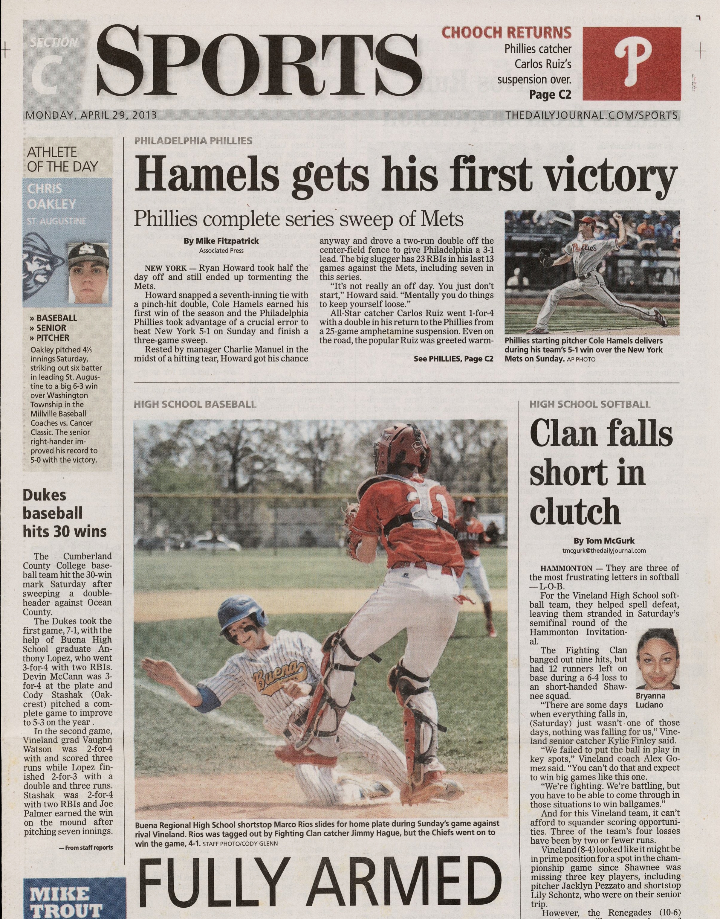  Buena v Vineland baseball April 29 2013 /  The Daily Journal  