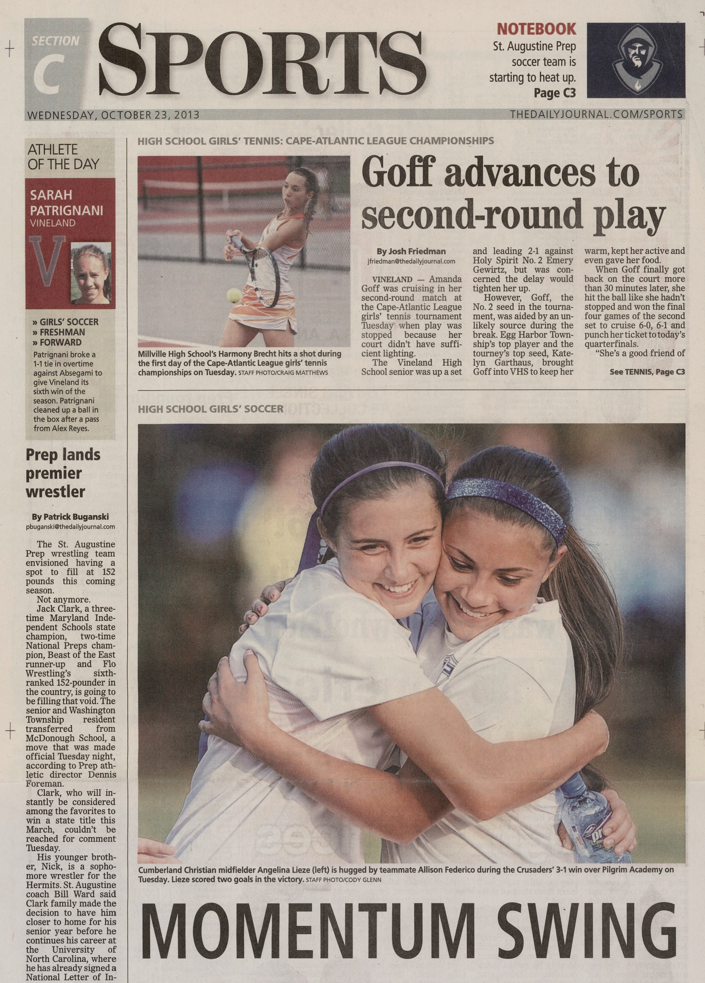  Cumberland Christian v Pilgrim Academy girls soccer October 23, 2013 /  The Daily Journal  