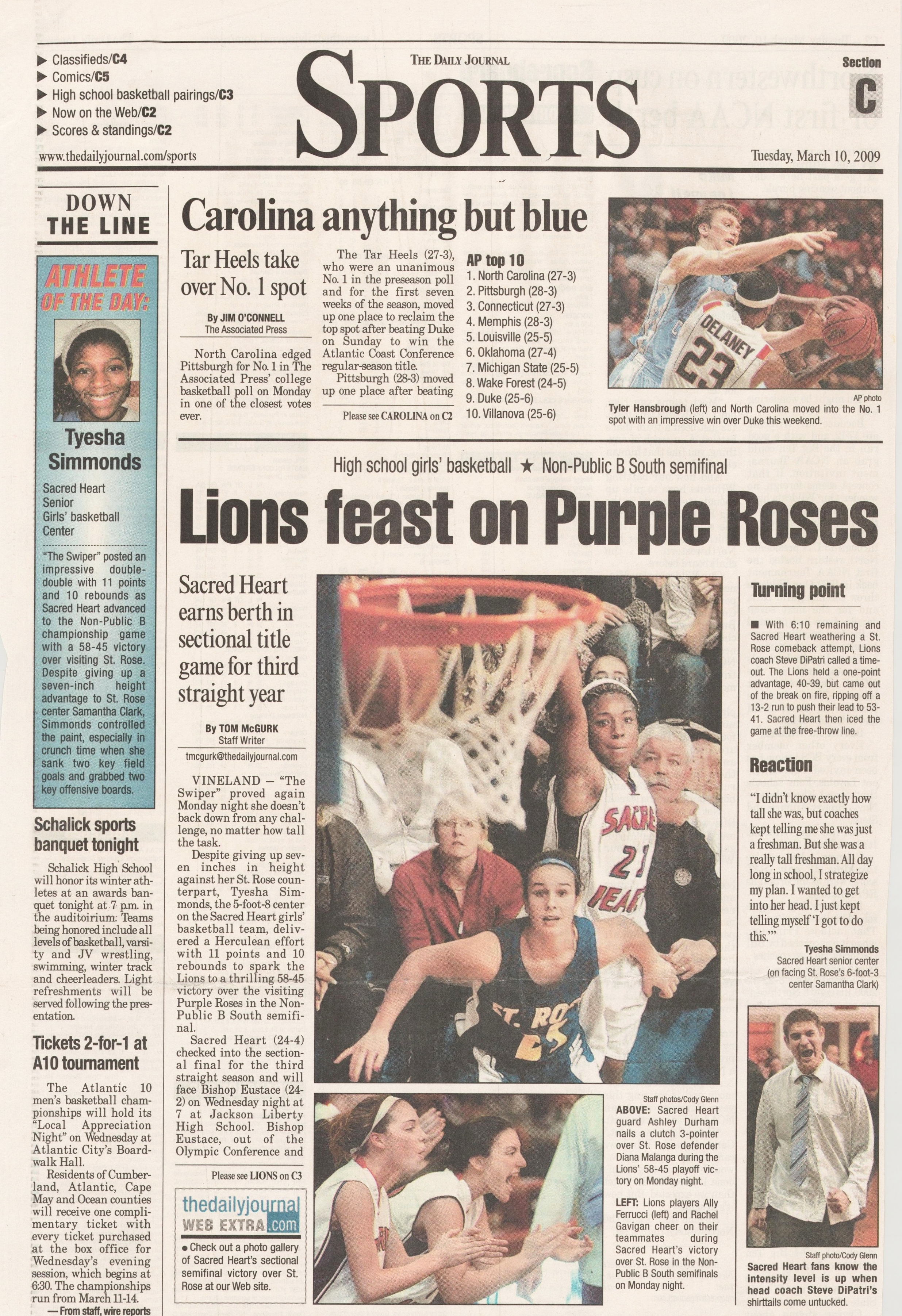  Sacred Heart v St. Rose girls basketball March 10, 2009 /  The Daily Journal  