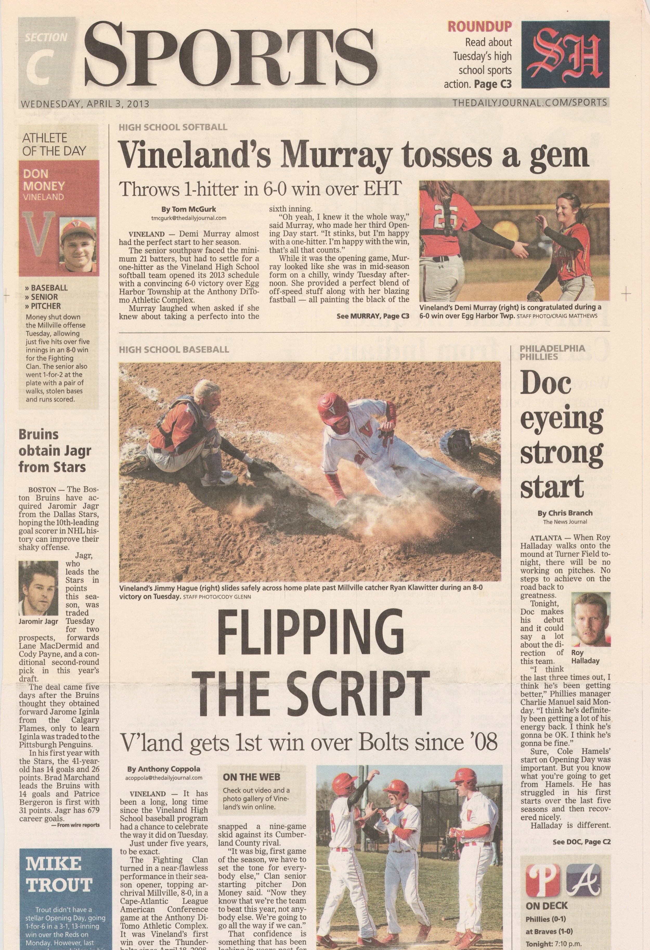  Vineland v Millville baseball April 3, 2013 /  The Daily Journal  