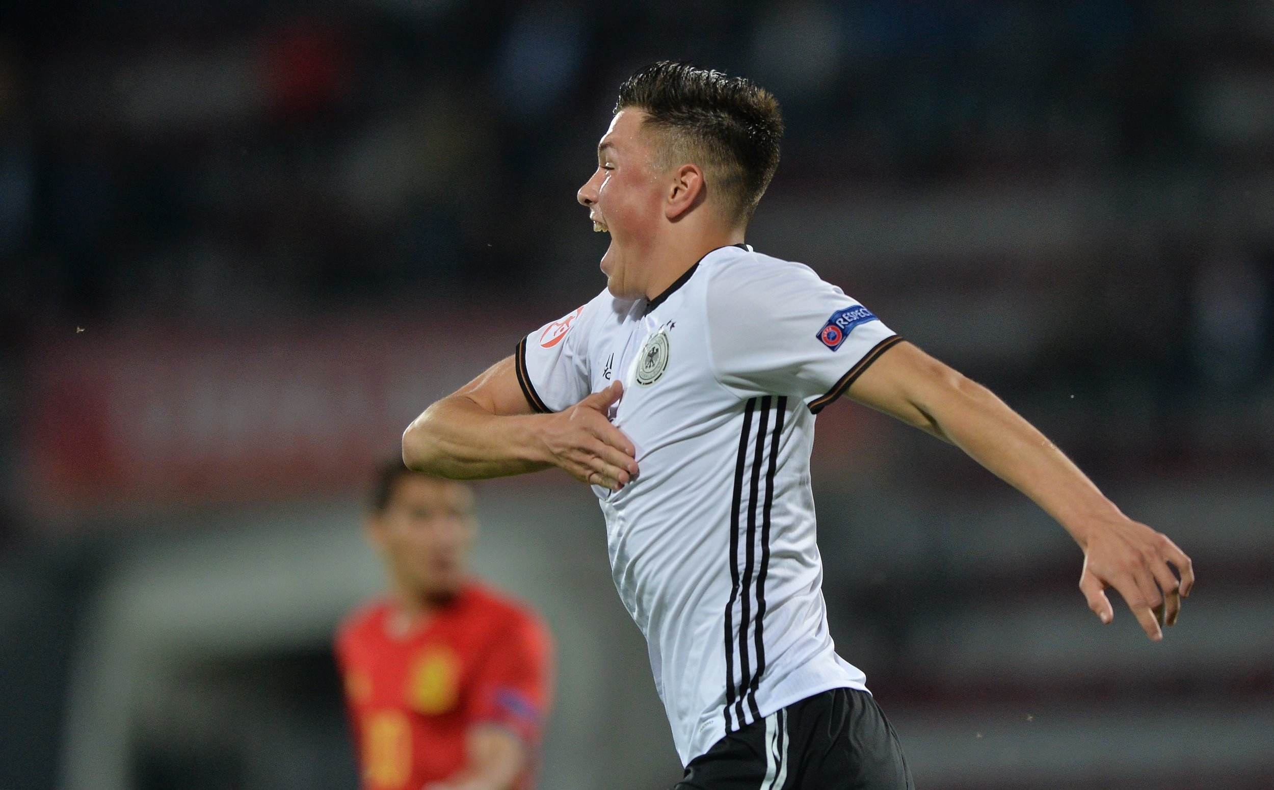  Dadashov of Germany celebrates his first goal against Spain in Azerbaijan 2016 /  UEFA / Sportsfile  