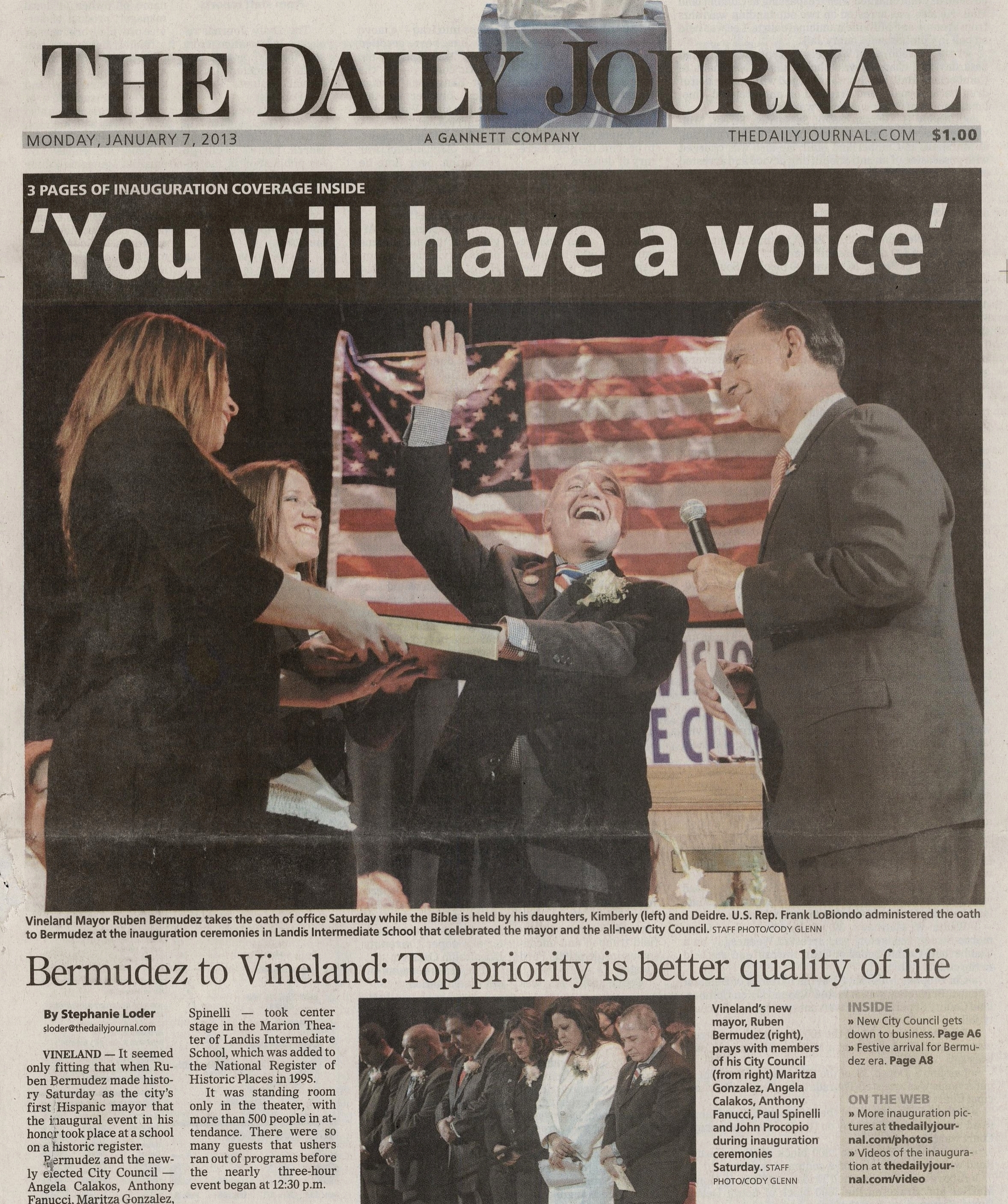  Ruben Bermudez is sworn in as Vineland's first Hispanic mayor January 7 2013 /  The Daily Journal  