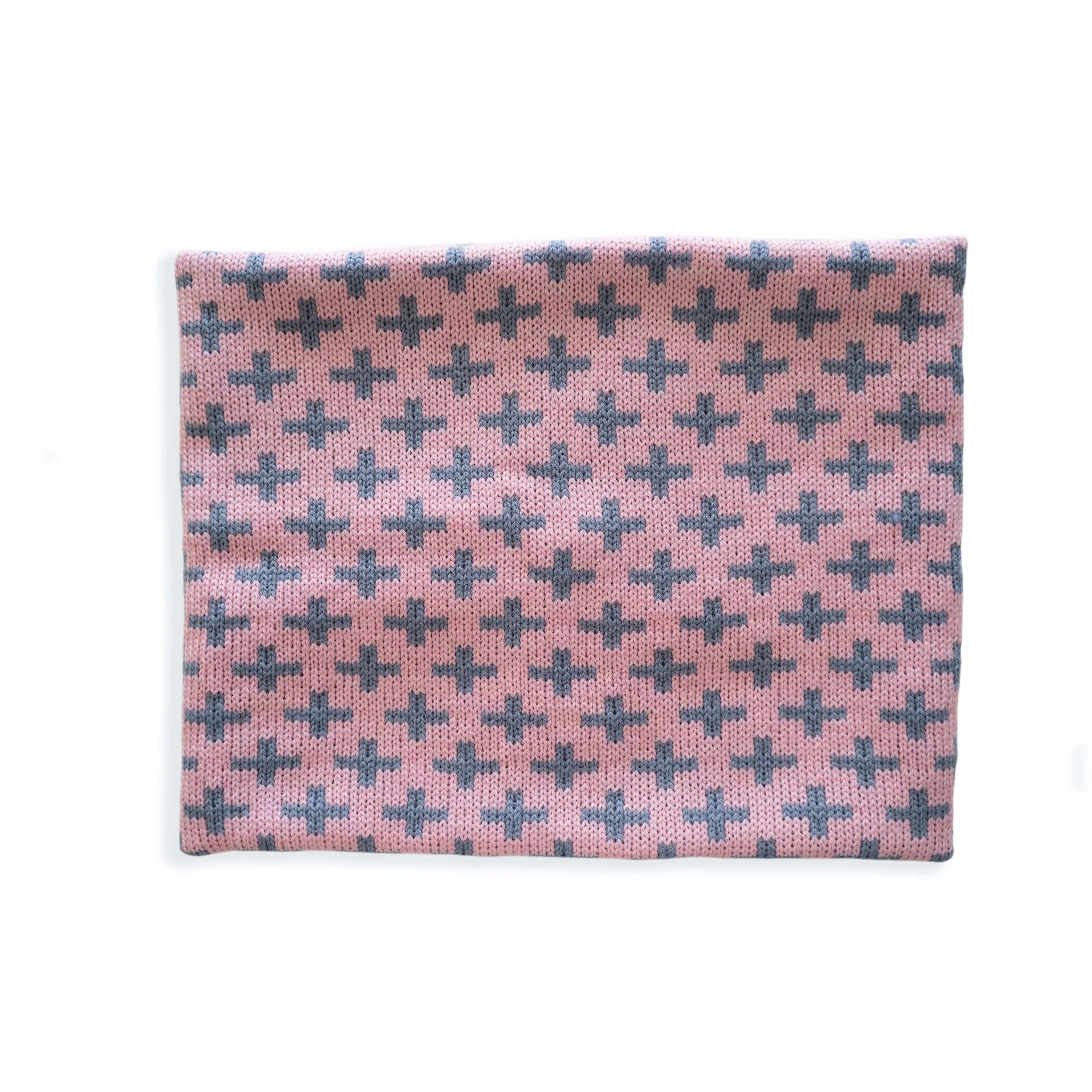 Pink Background + Grey Star Cowl