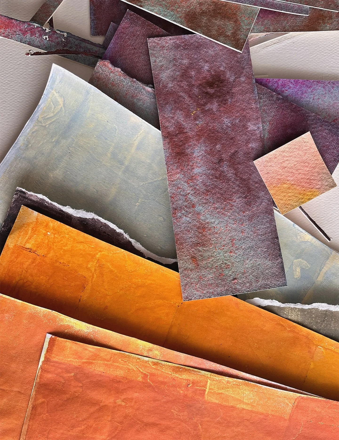 Collage aftermath. These scraps of paper are making me very happy. #collage #paintedpaper #mustmakemore