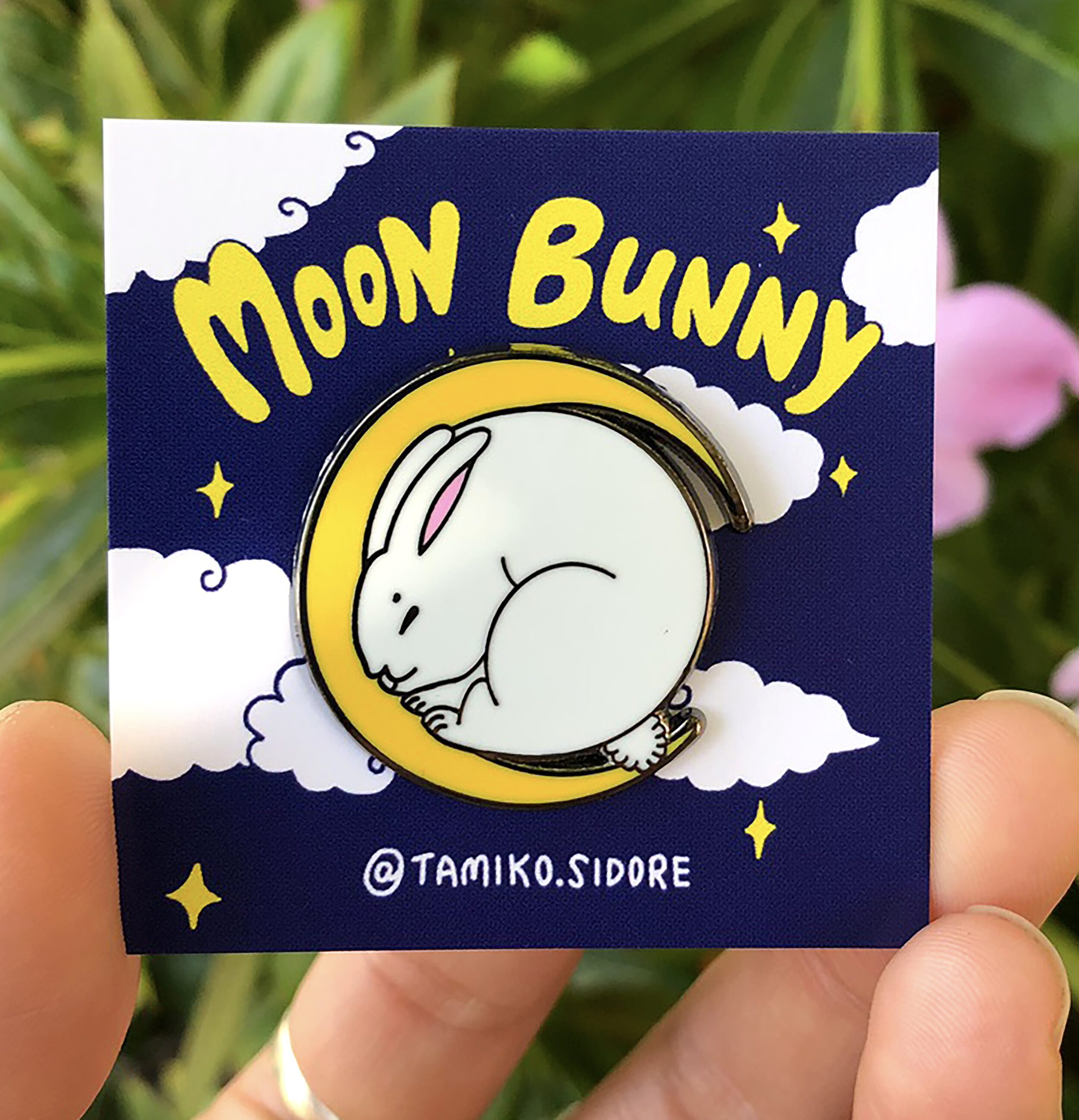 Crescent Moon Bunny Enamel Pin