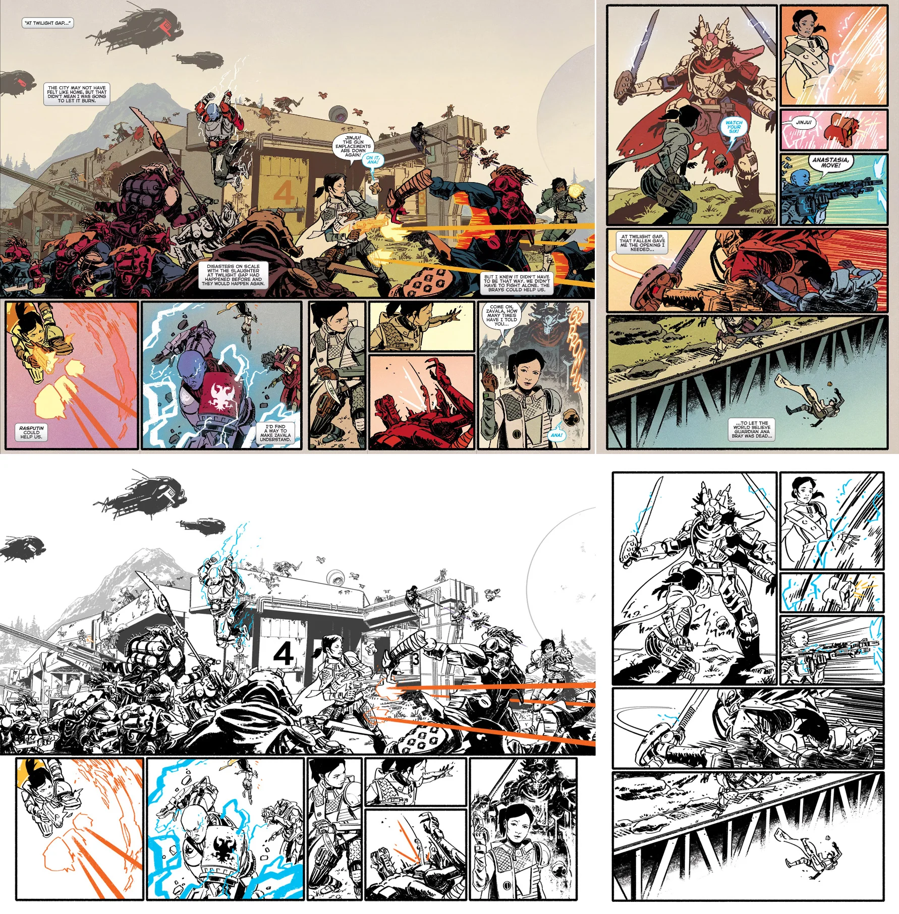 Destiny Warmind #03, property of Bungie readable @ https://comics.bungie.net/en/5/warmind-3/ inks/me colors/matt wilson words/jill scharr & margaret stohl letters/taylor esposito
