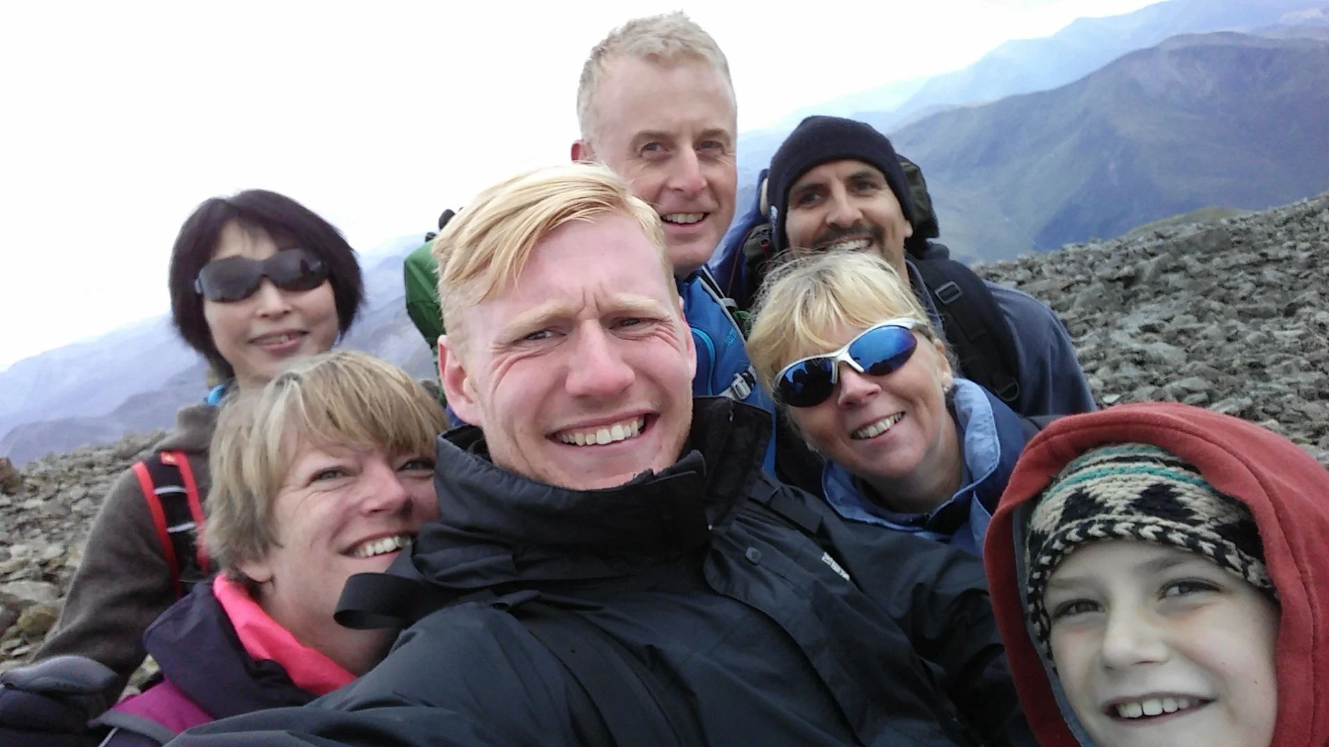 Top of the mountain group selfie!