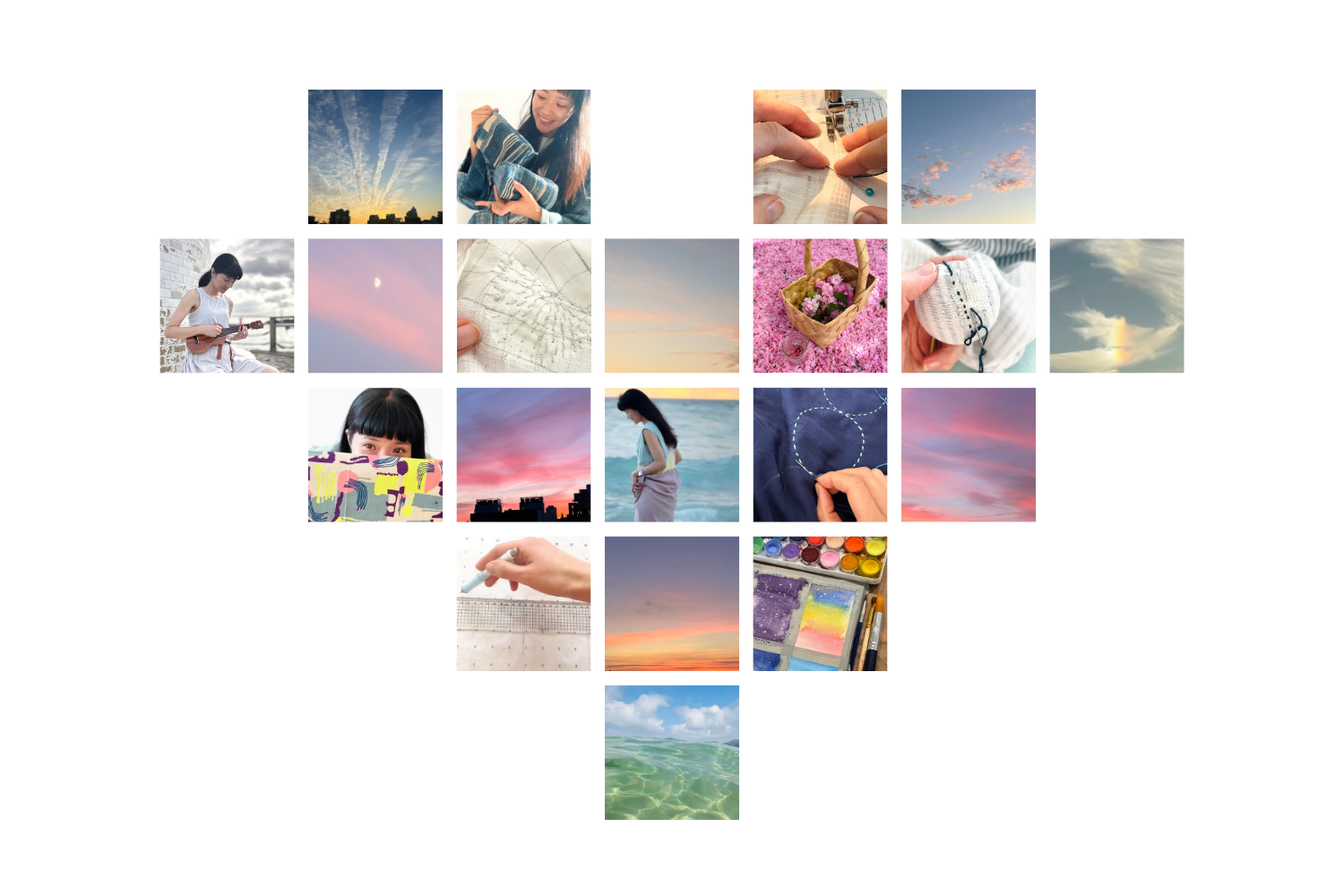 Aloha Picnic Photo Collage in Heart Shape