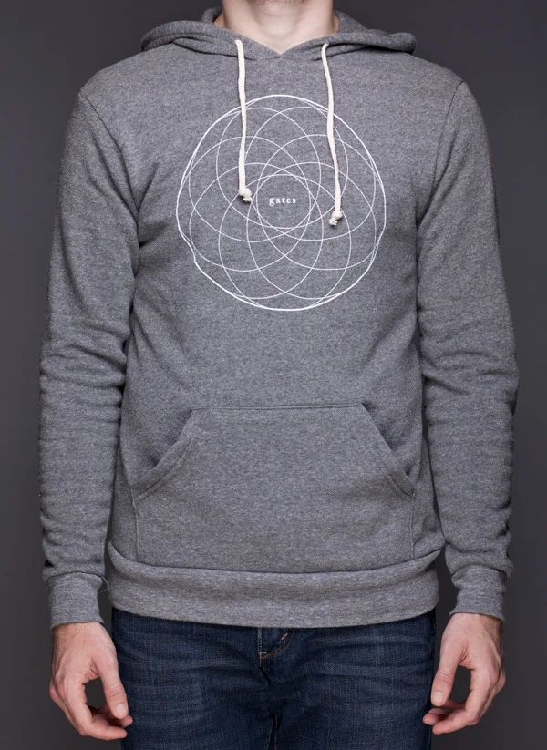 White print on Heather Grey Alternative Apparel Hoodlum Eco-Fleece Pullover Hoodie Slim Fit.