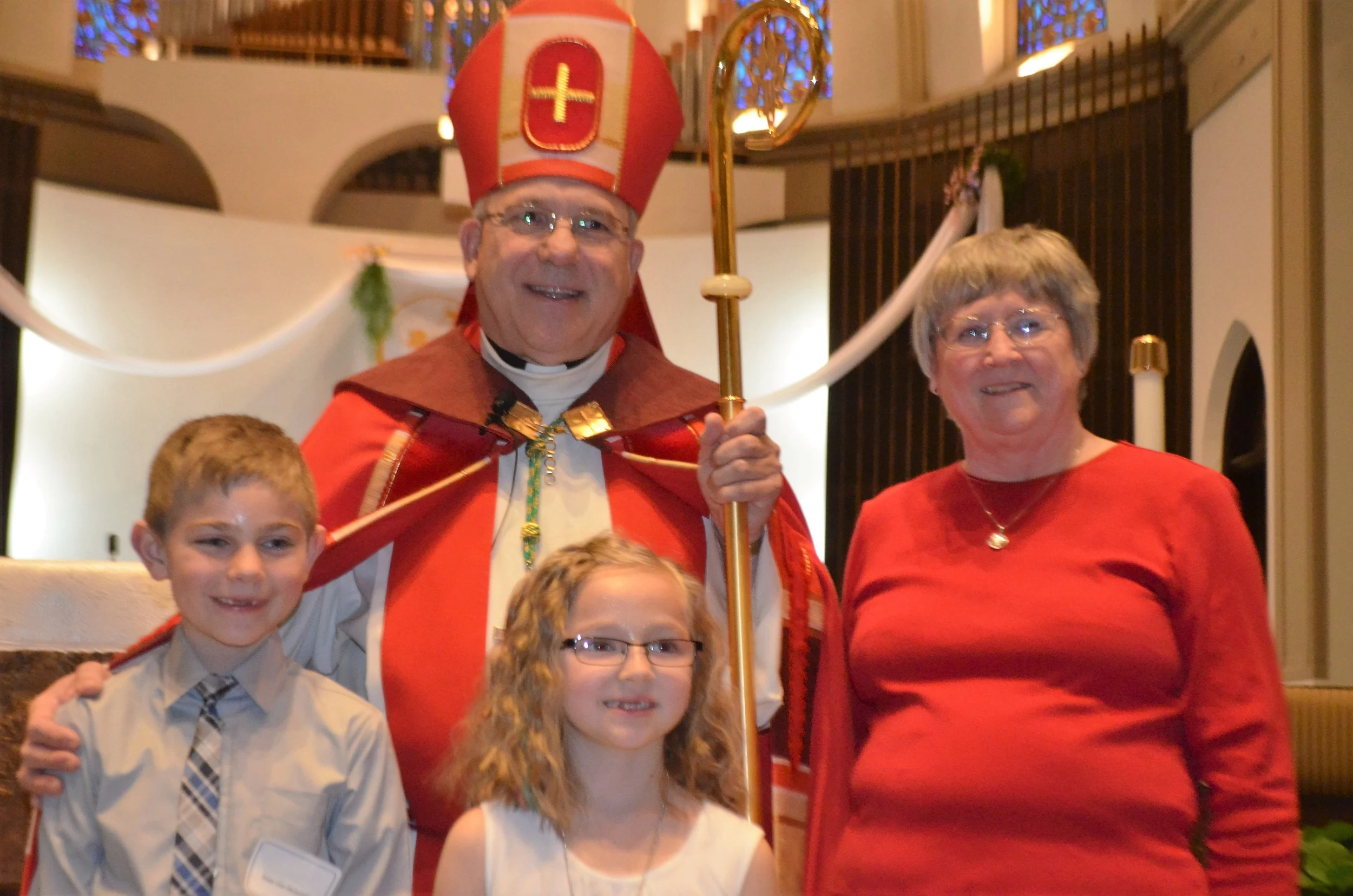 Our students with Bishop CIstone and Sr. Chris