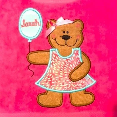 Balloon Bear on Fuschia on Fireworks Dress