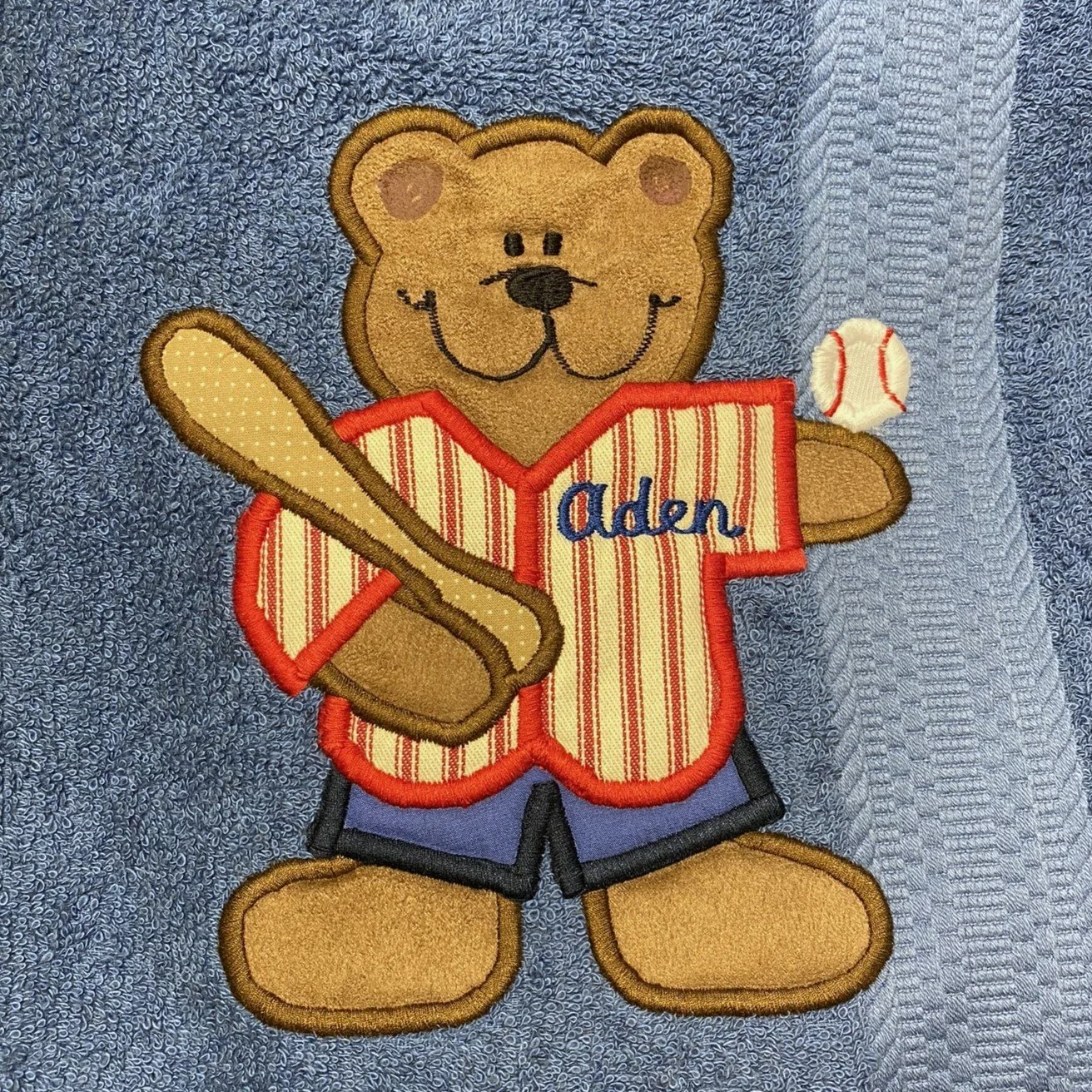 Baseball Bear on Medium Blue