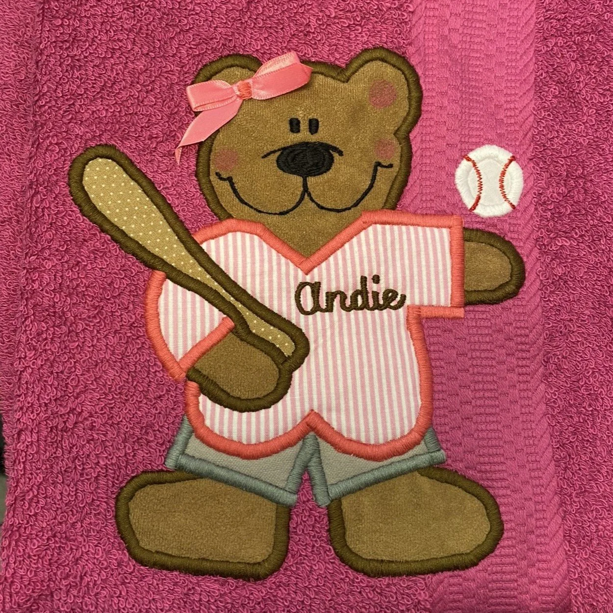 Baseball Bear on Fuschia