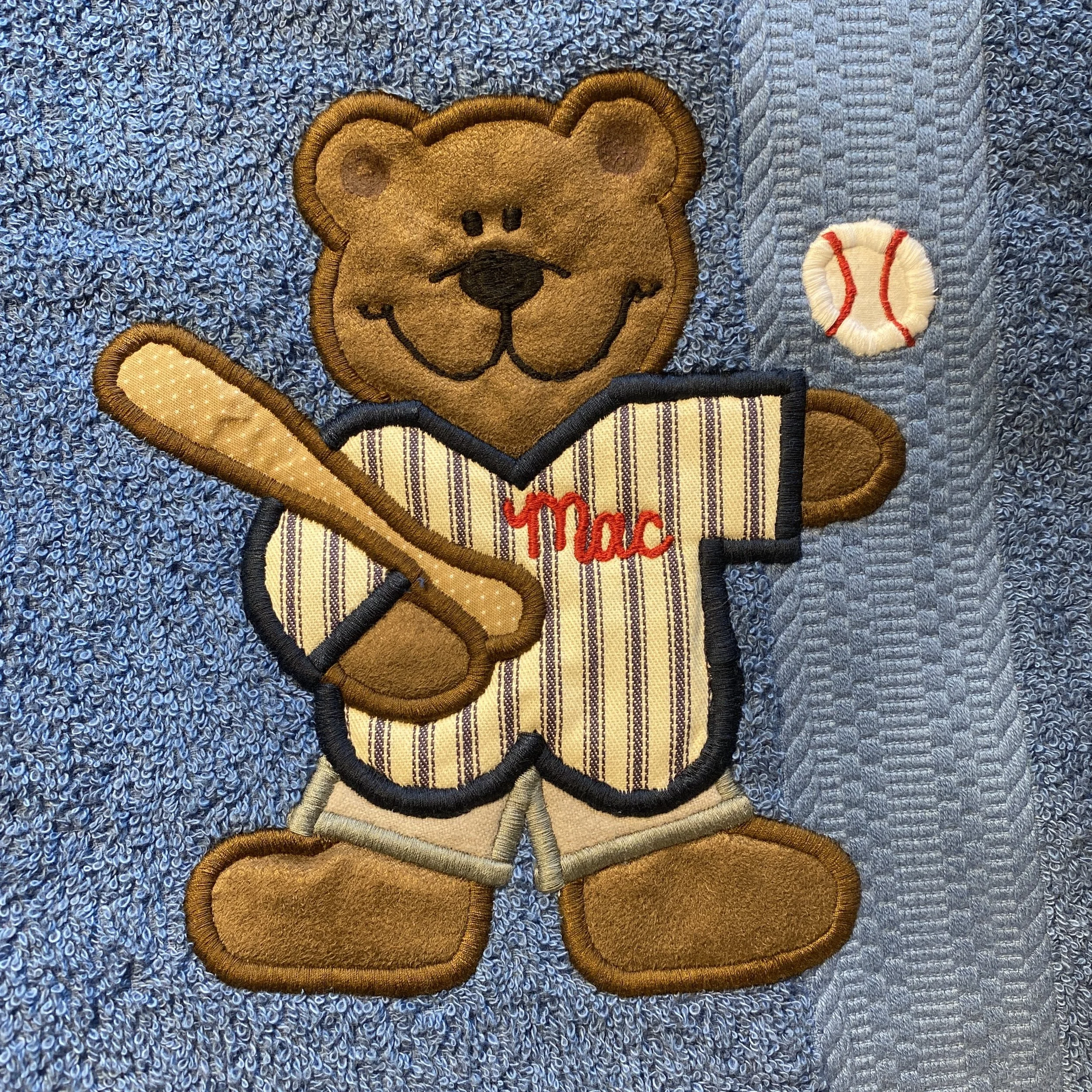 Baseball Bear on Medium Blue