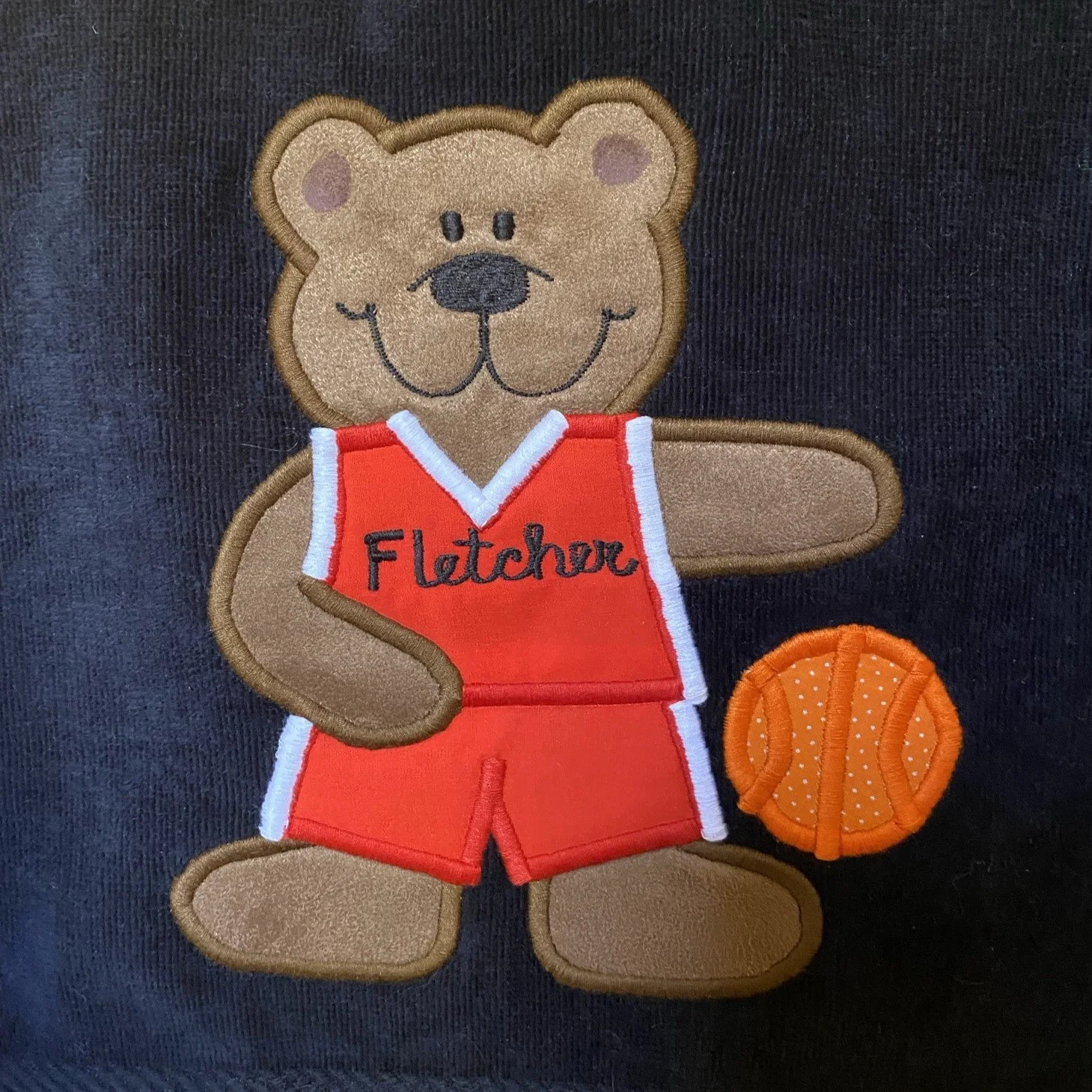 Basketball Bear on Navy with Red Uniform