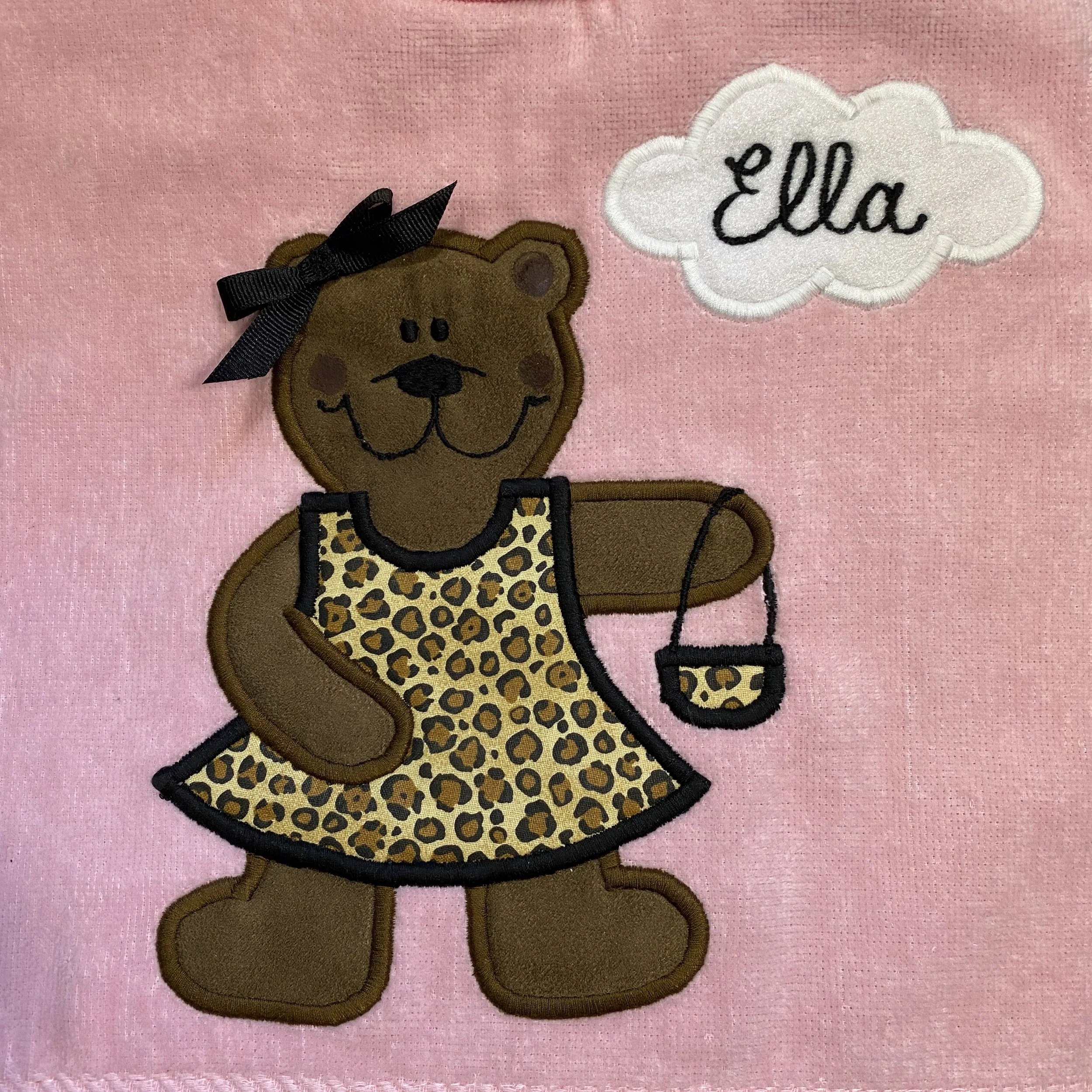 Girly Bear on Light Pink with Leopard Print Dress