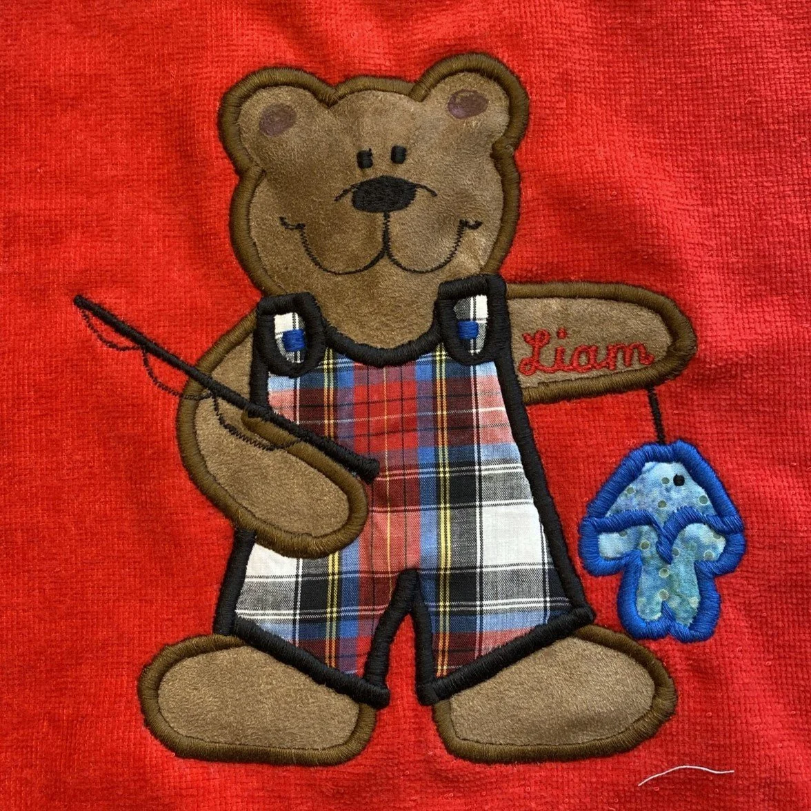 Fishing Bear on Red