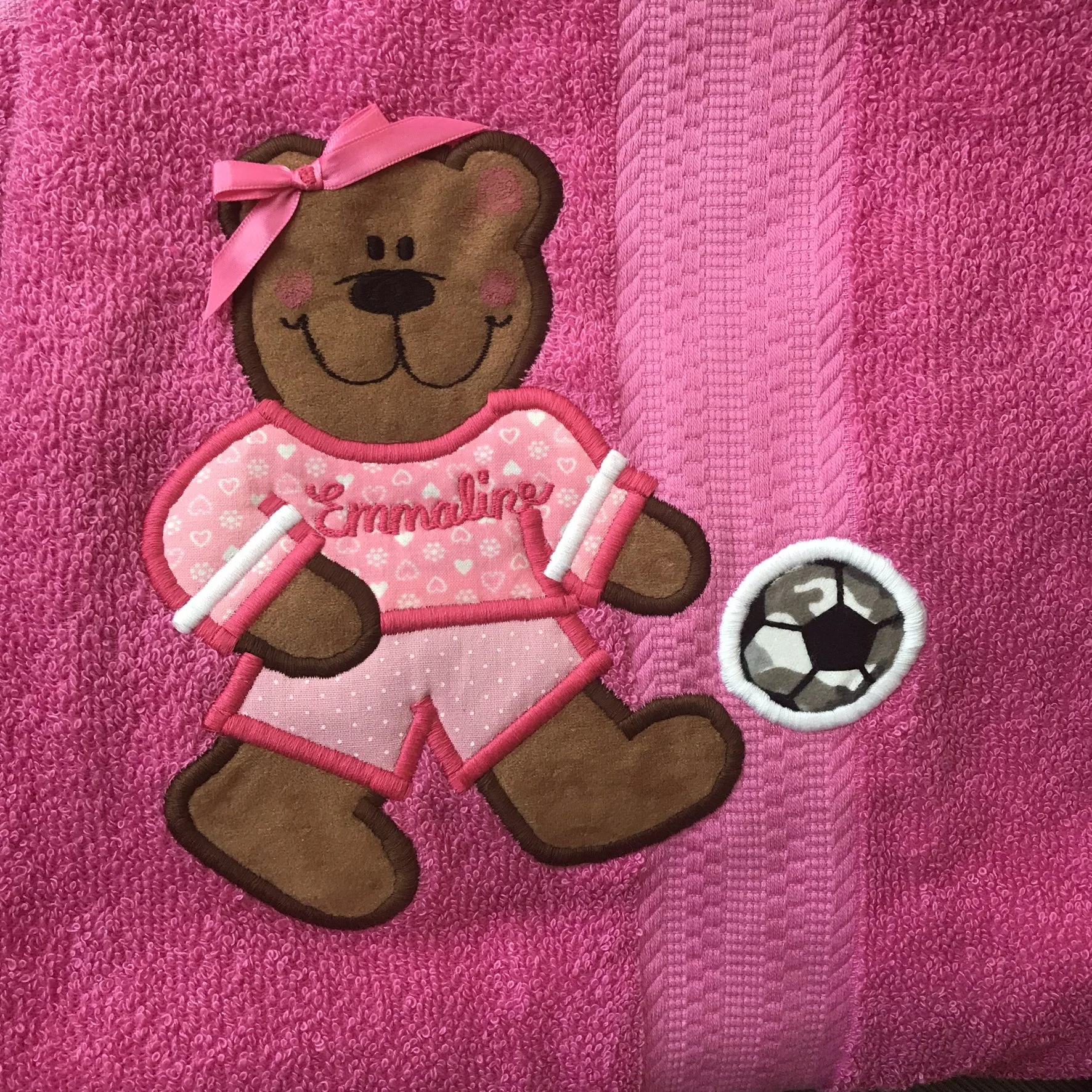 Soccer Bear on Pink with Pink Shirt