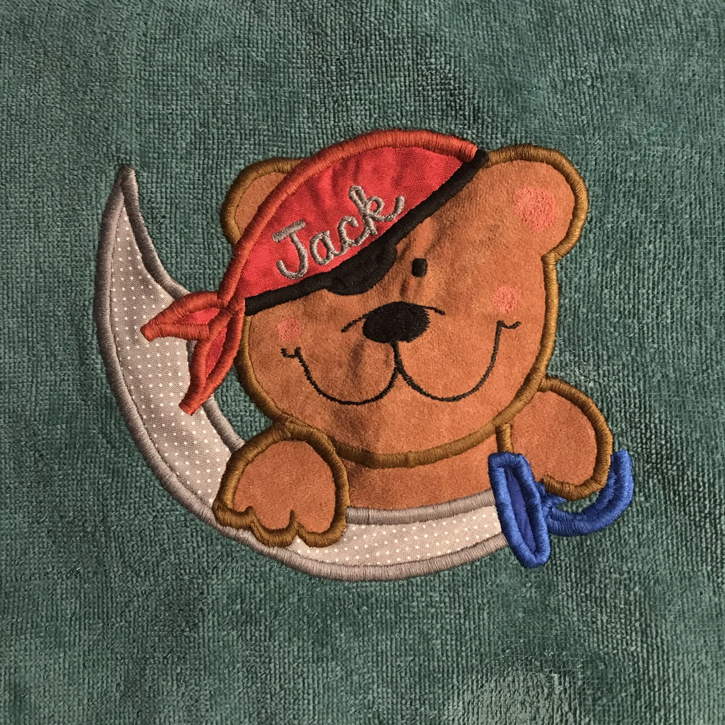 Pirate Bear on Dark Green