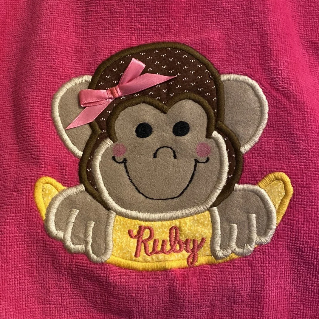 Monkey on Fuschia with bow