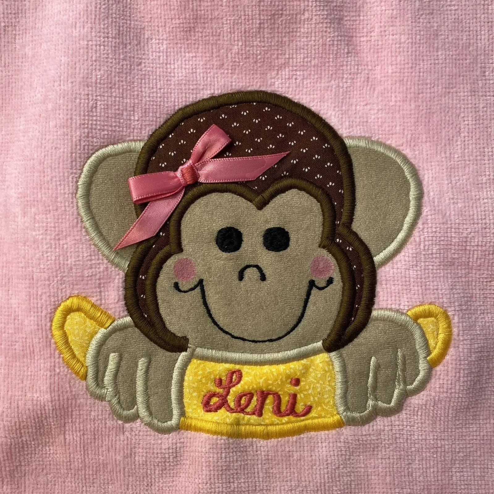 Monkey on Light Pink with bow