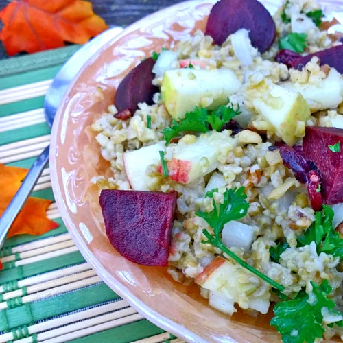 Beet, Apple, and Walnut Freekeh Salad