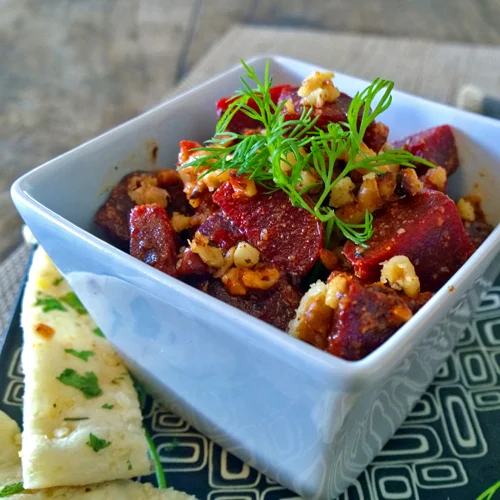 Curried Beets with Toasted Walnuts Salad