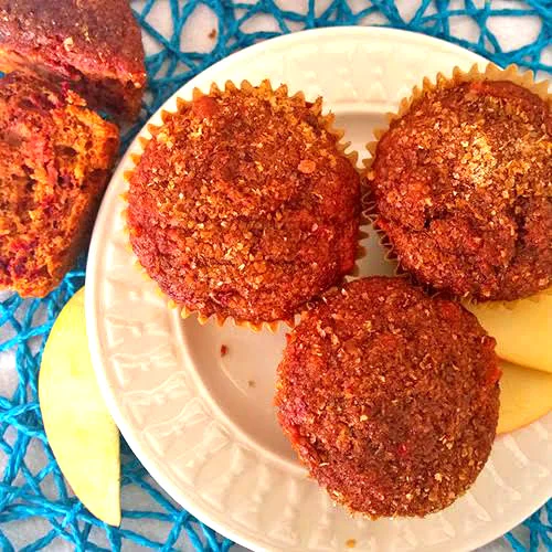 Beet, Apple, and Walnut Breakfast Muffins