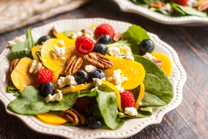 Pickled Beet & Gorgonzola Spinach Salad by My Life Cookbook