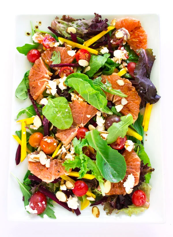 Green Salad with Grapefruit and Red & Golden Beets with Balsamic Dressing by Pass Me Some Tasty