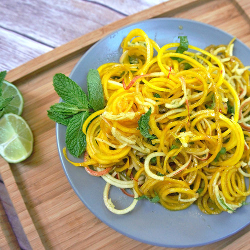 Raw Golden Beet Noodles with Apples and Mint — Just Beet It