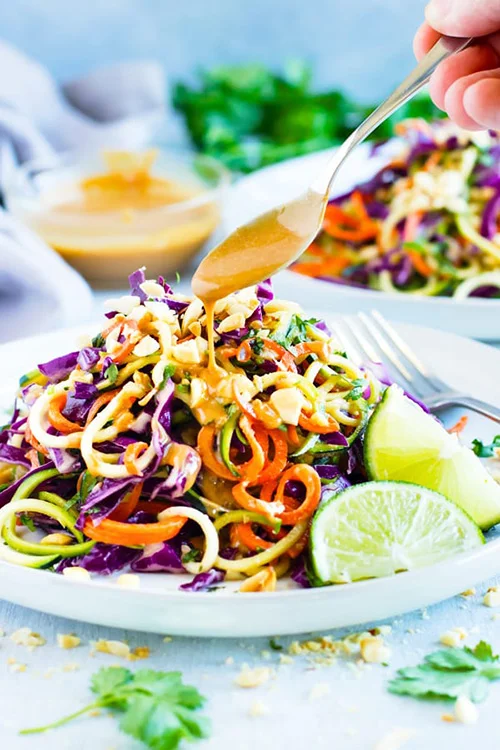 Thai Zucchini Noodle Salad with Cabbage by Evolving Table