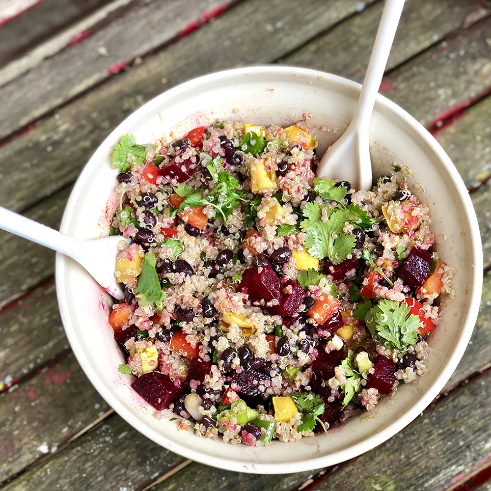 Roasted Beet, Delicata Squash, and Black Bean Quinoa Salad (Gluten-Free / Vegan)