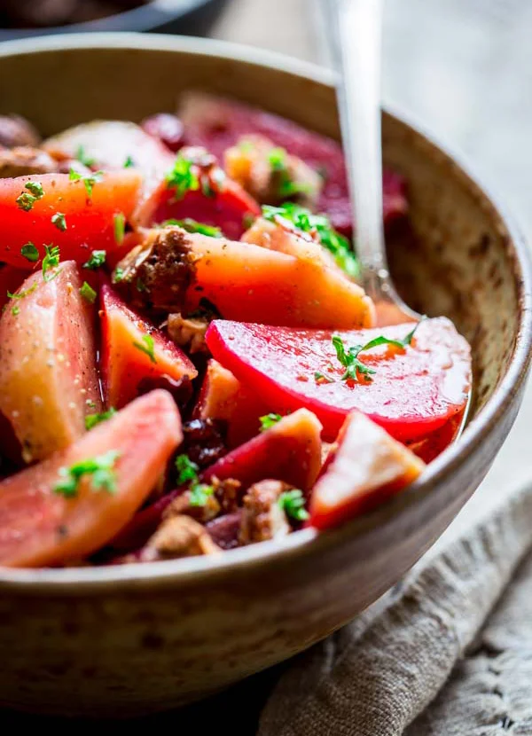 Beets with Cranberries and Spiced Nuts by Healthy Seasonal Recipes