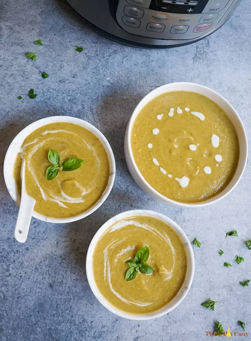 Vegan Pressure Cooker Cream of Broccoli Soup by Piping Pot Curry