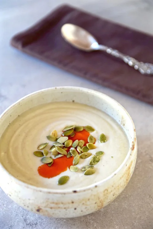Roasted Cauliflower Soup with Chili Oil (Paleo, Vegan, Whole 30) by Tasting Page
