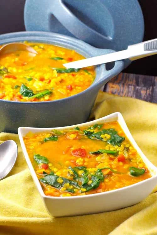 Red Lentil Spinach Soup (Weight Watchers Friendly) by Food Meanderings