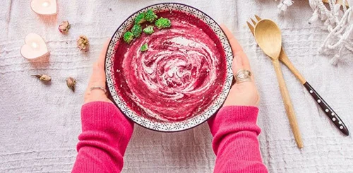 Pink Beet Creamy Soup by Seven Roses