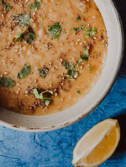 Instant Pot Vegan Split Pea Soup with Za’atar by Moon Spoon and Yum