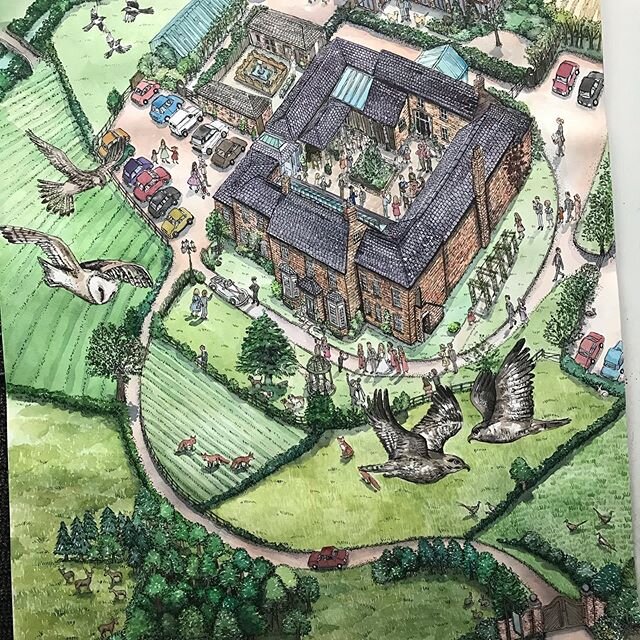 Swancar Farm wedding venue, a beautiful place I was lucky enough to be commissioned to paint last year. Also to be the venue of the wedding of my lovely daughter Bethany @sleepymamamorledge to Tommy who have been through so much together, a little li
