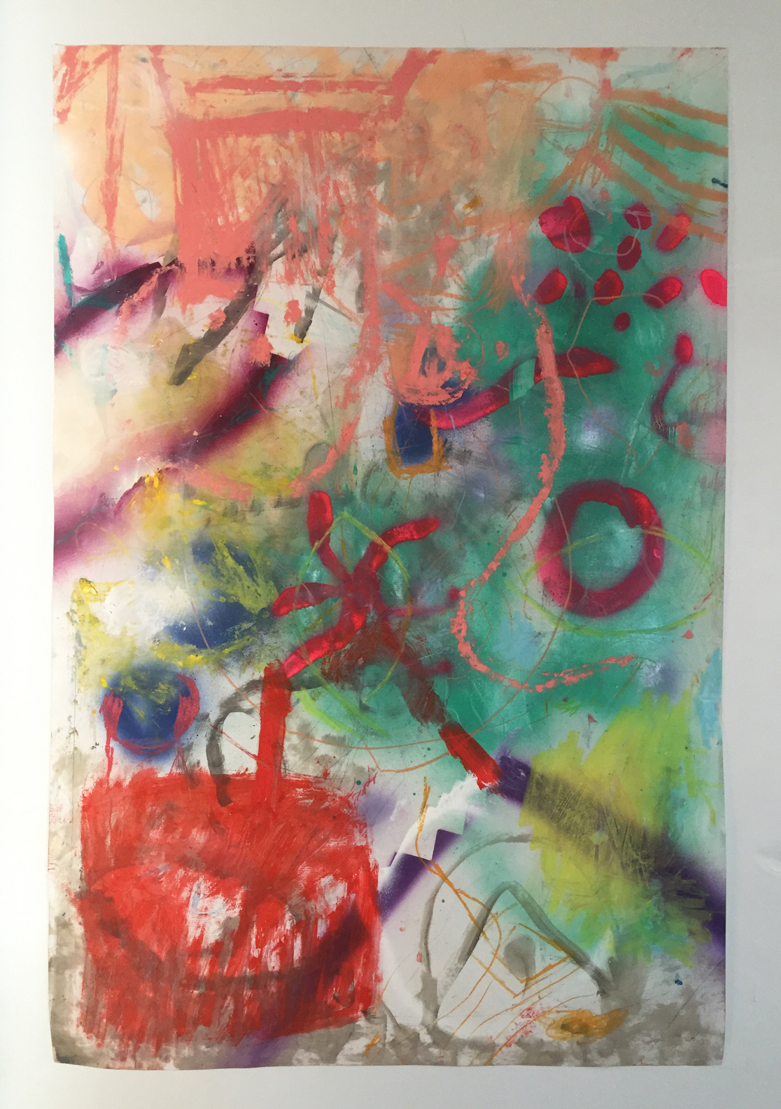 Factory II 2014 Mixed media on paper 23 x 35 in.