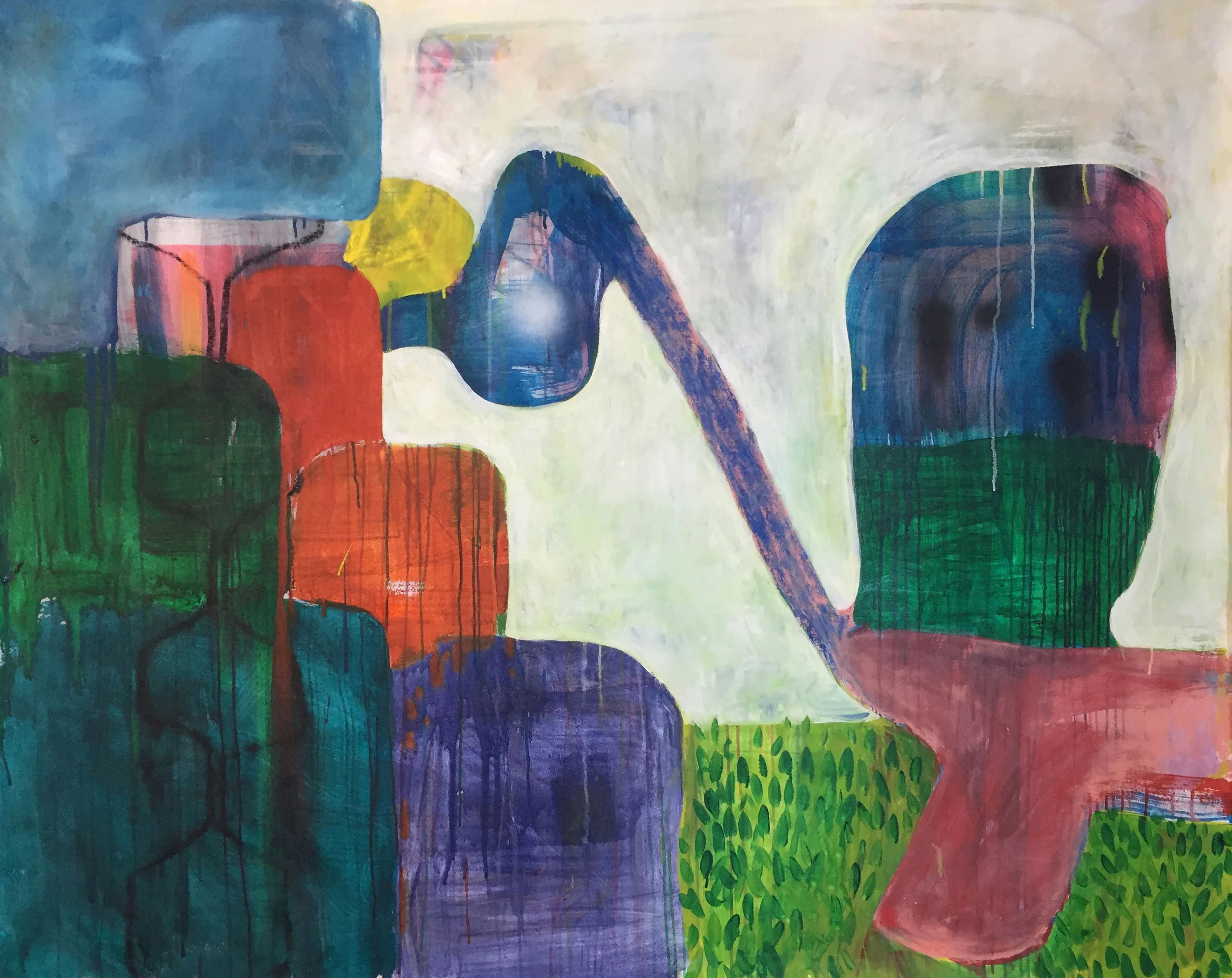 Play Date 2016 Mixed-media on canvas 56 x 70 in.
