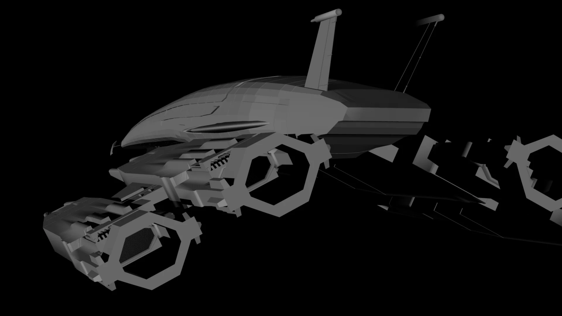 SSV Normandy SR2 3D Model Render Rear 3/4 View