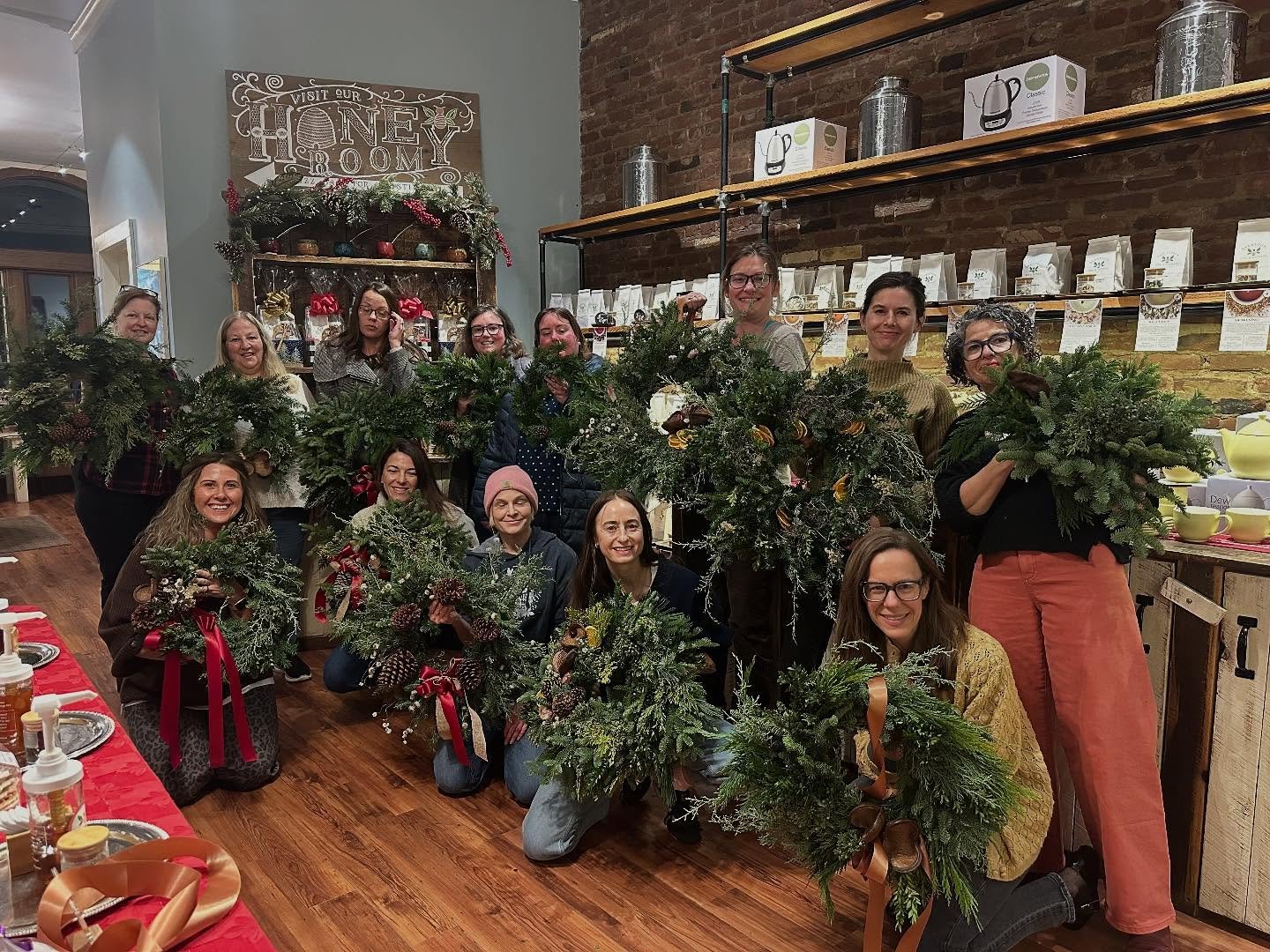 Annual Wreath Making Workshop @saratoga_teaandhoneyco in the books. @hay.stve is that FIVE!!? ☃️ Thanks to all the participants for selling out the besTEA day of the holiday season. 🤶I&rsquo;M KEEPING A LIST🤶for a pre-invite for 2026 if you want me