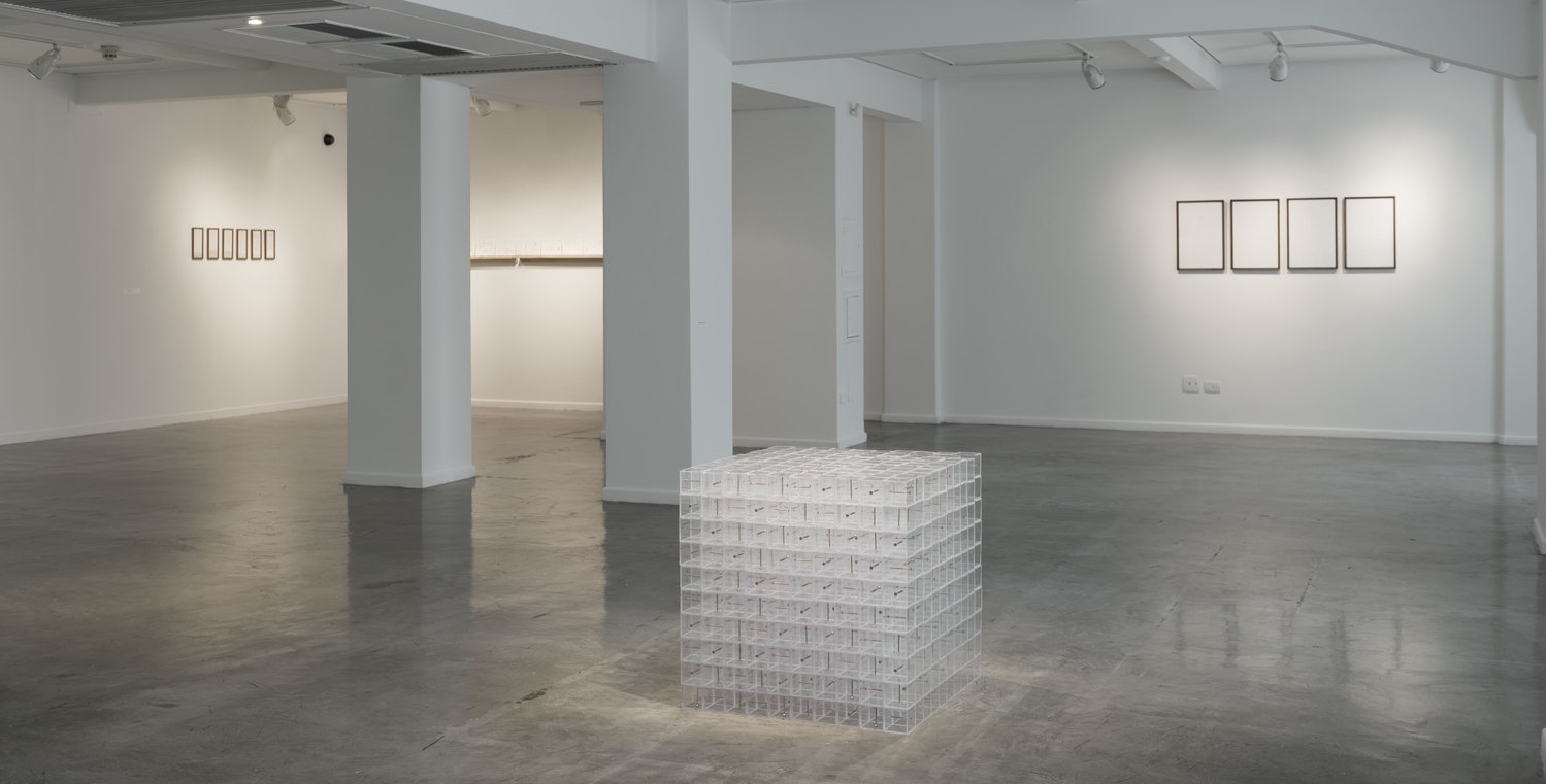 Visto de frente, visto de lado , 2014 1000 cubos em acrílico cristal, 1000 parafusos. 70 x 70 x 70 cm Foto: Edouard Fraipont