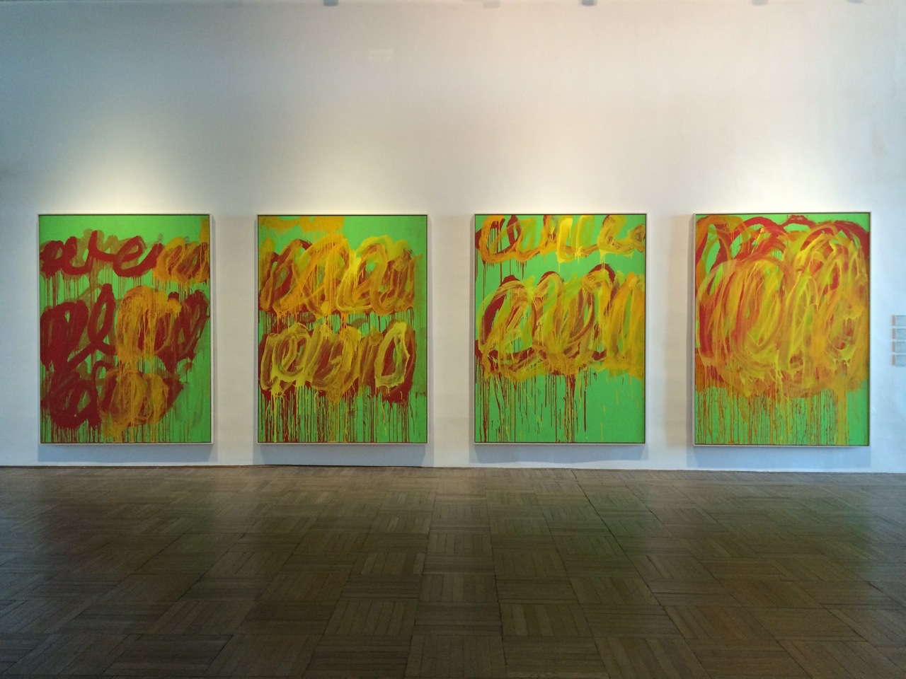 Cy Twombly solo show at Ca'Pesaro Twombly's less seen large scale works. It's very powerful, evocative. One gets completely sucked in by his childlike gestures and the ride starts there.