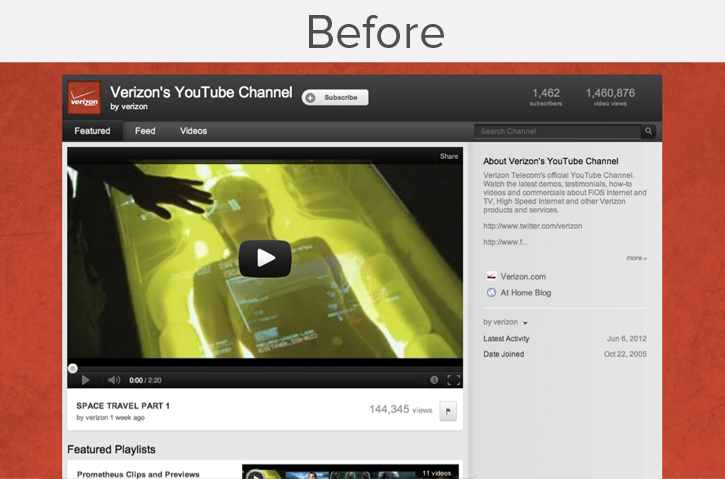 Youtube Redesign: Before